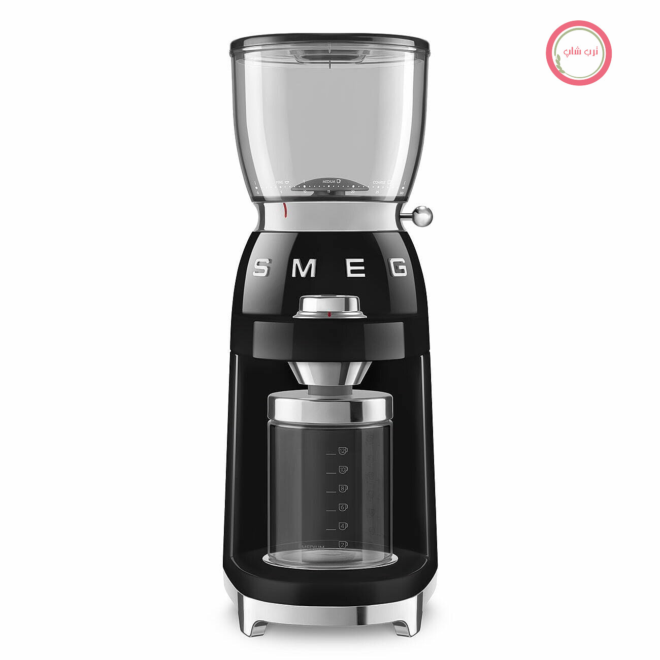 آسیاب قهوه اسمگ مدل CGF11BLEU، آسیاب مخروطی شکل از جنس استیل ضد زنگ، 30 حالت آسیاب، مخزن دانه قهوه 350 گرمی، محفظه آلومینیومی دایکاست درجه یک، 150 وات، مشکی