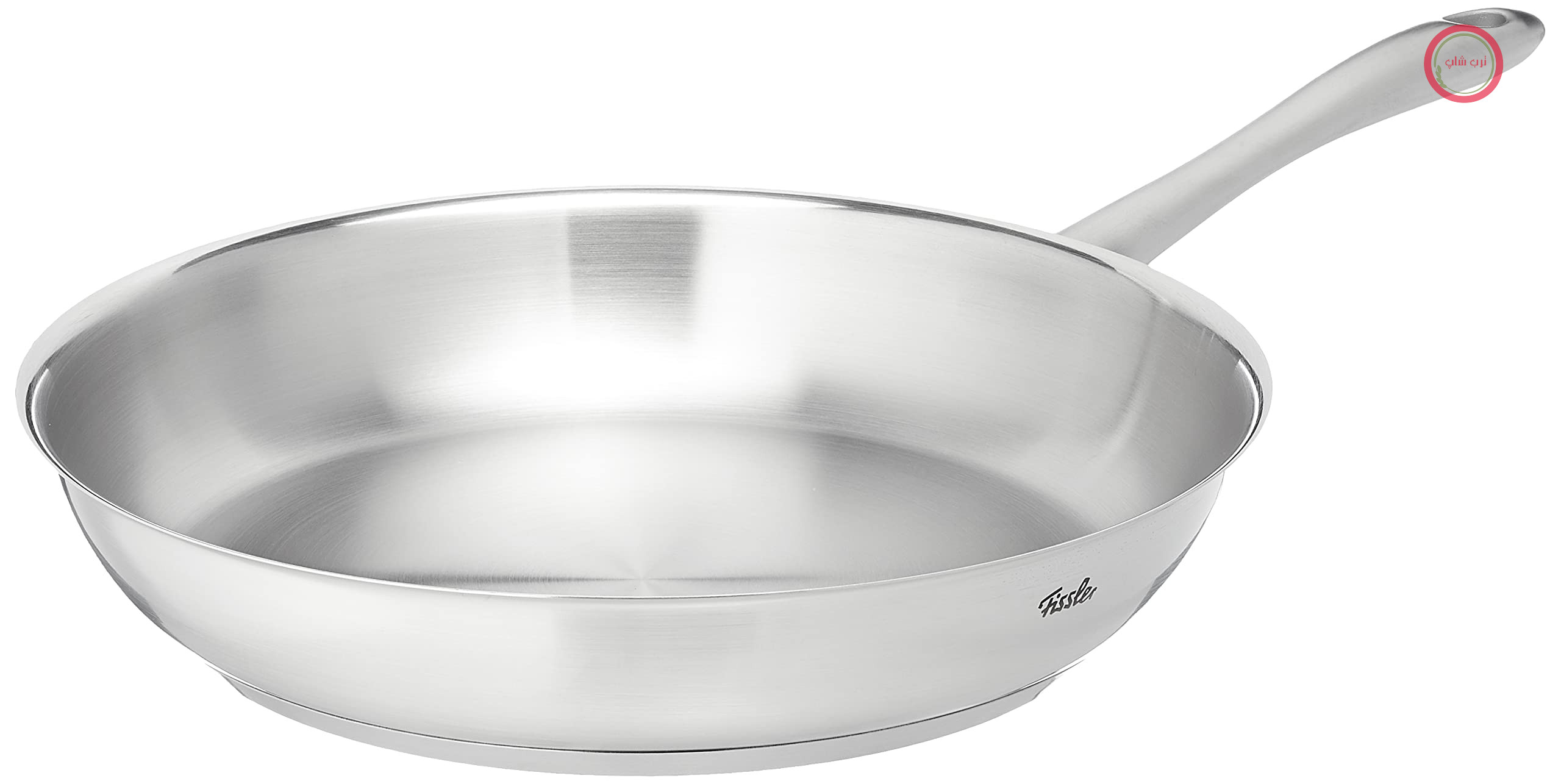 ماهیتابه استیل ضد زنگ فیسلر کاتانیا (28 سانتی‌متر) – ماهیتابه محکم و بدون روکش ساخته شده از استیل ضد زنگ با کیفیت بالا 18/10، پایه حرارتی، مقاوم در برابر حرارت تا 230 درجه سانتیگراد، مناسب برای اجاق گازهای القایی