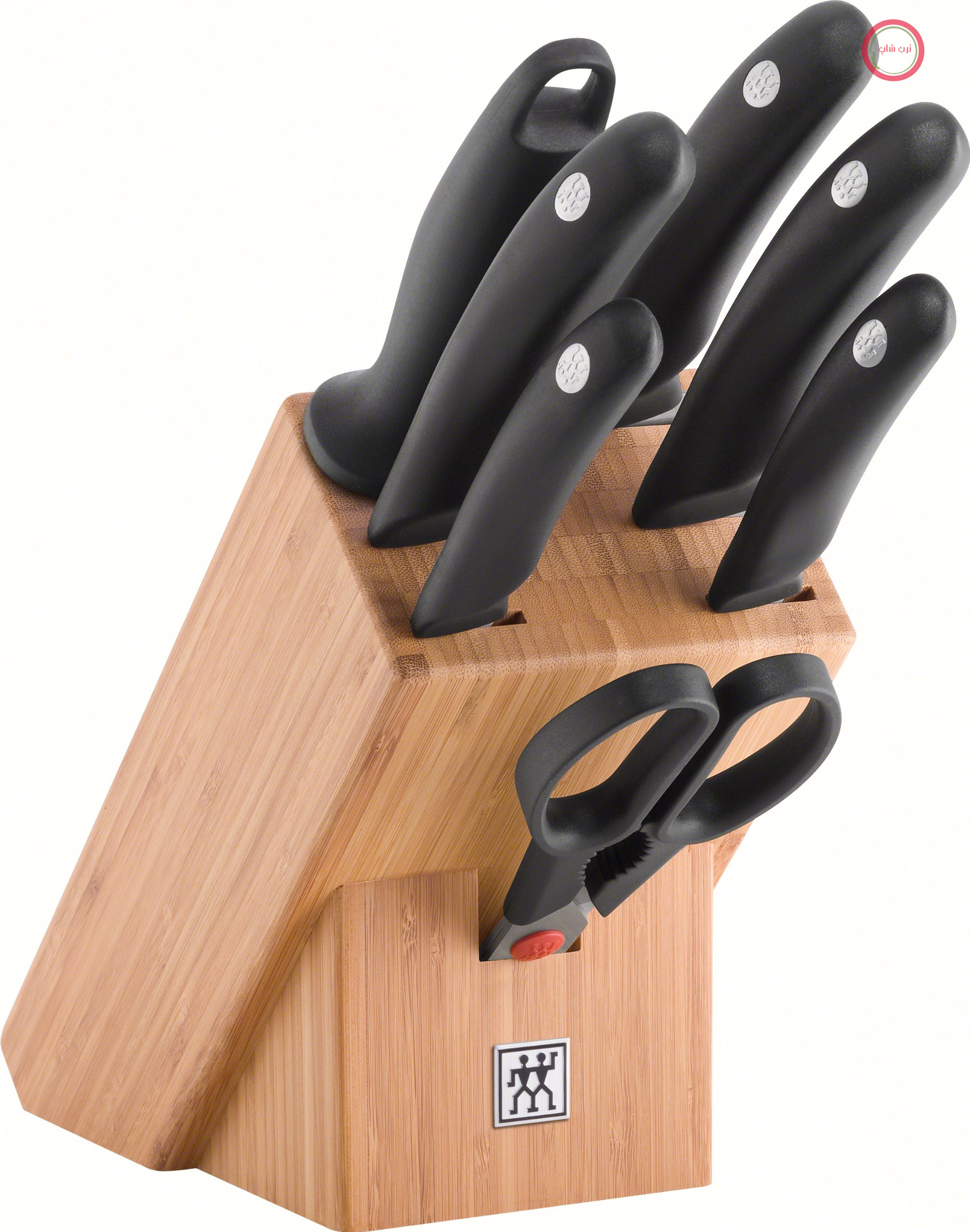 بلوک چاقوی ZWILLING Style، مجموعه 8 تکه، بلوک بامبو، چاقوها، میله تیزکن و قیچی ساخته شده از استیل ضد زنگ/دسته پلاستیکی مخصوص، مشکی. مجموعه 8 تکه Style