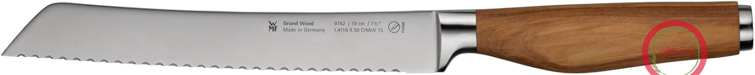 چاقوی نان WMF Grand Wood 32.4 سانتی‌متر، چاقوی دسته چوبی، ساخت آلمان، دسته چوب زیتون، چاقوی آهنگری شده، چاقوی آشپزخانه با تیغه مخصوص از جنس استیل، برش عالی، دسته منحصر به فرد، تیغه 19 سانتی‌متر