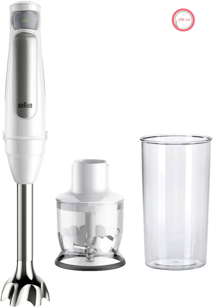 مخلوط کن برقی دستی Braun MultiQuick 7 MQ 7020 WH با تنظیم سرعت مداوم، مجموعه لوازم جانبی 2 تکه، 1000 وات، سفید