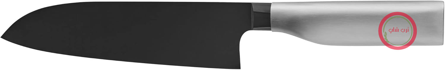 چاقوی WMF Ultimate Black Santoku 32 سانتی‌متر، ساخت آلمان، چاقوی آشپزخانه، برش الماس، تیغه 18.5 سانتی‌متر، محافظت ایمن از انگشت، دسته ارگونومیک