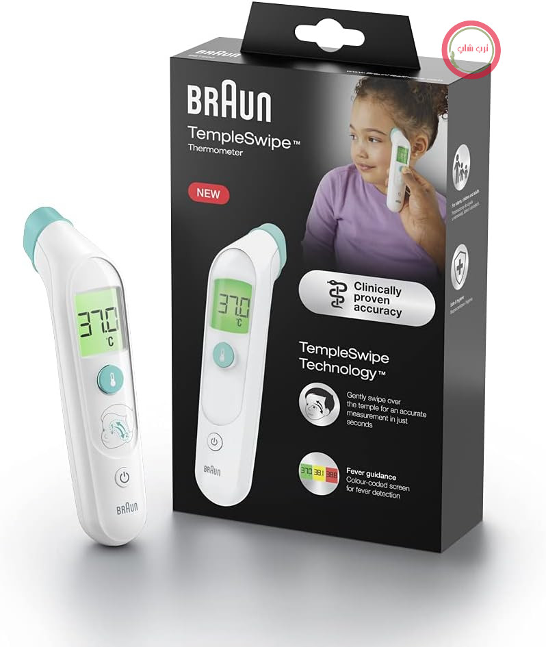دماسنج تمپلر Braun Sensian Swipe 5، فناوری TempleSwipe، صفحه نمایش دیجیتال رنگی، مناسب برای نوزادان و کودکان، نتایج 3 ثانیه‌ای، برند شماره 1 در بین پزشکان (1)، BST200