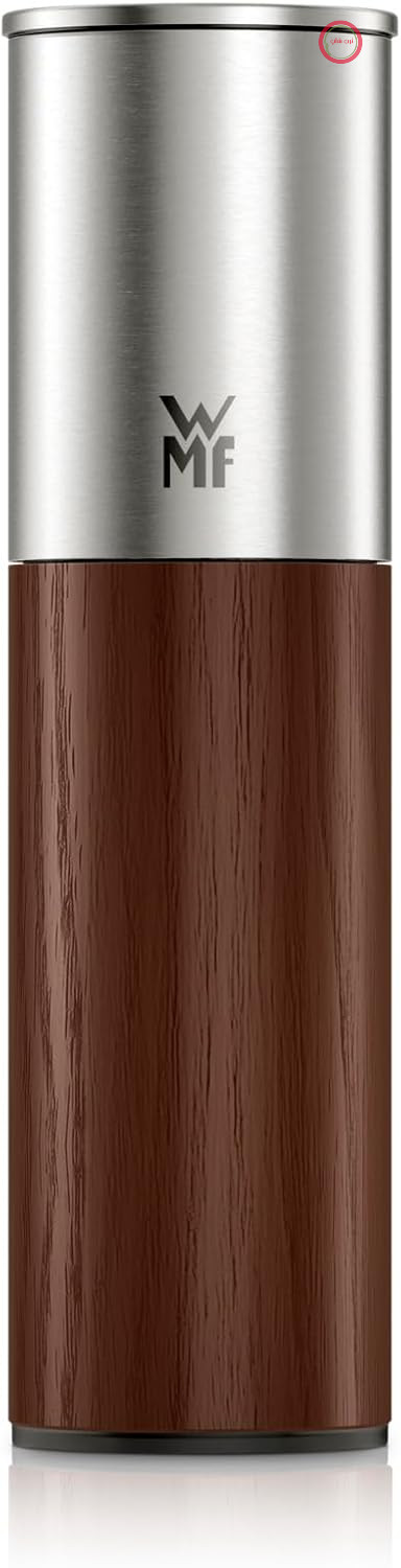 آسیاب ادویه WMF Nature Pro - آسیاب نمک و فلفل با آسیاب سرامیکی، آسیاب قابل تنظیم، پر کردن آسان، درب محافظ عطر، استیل ضد زنگ و چوب تیره، دستی