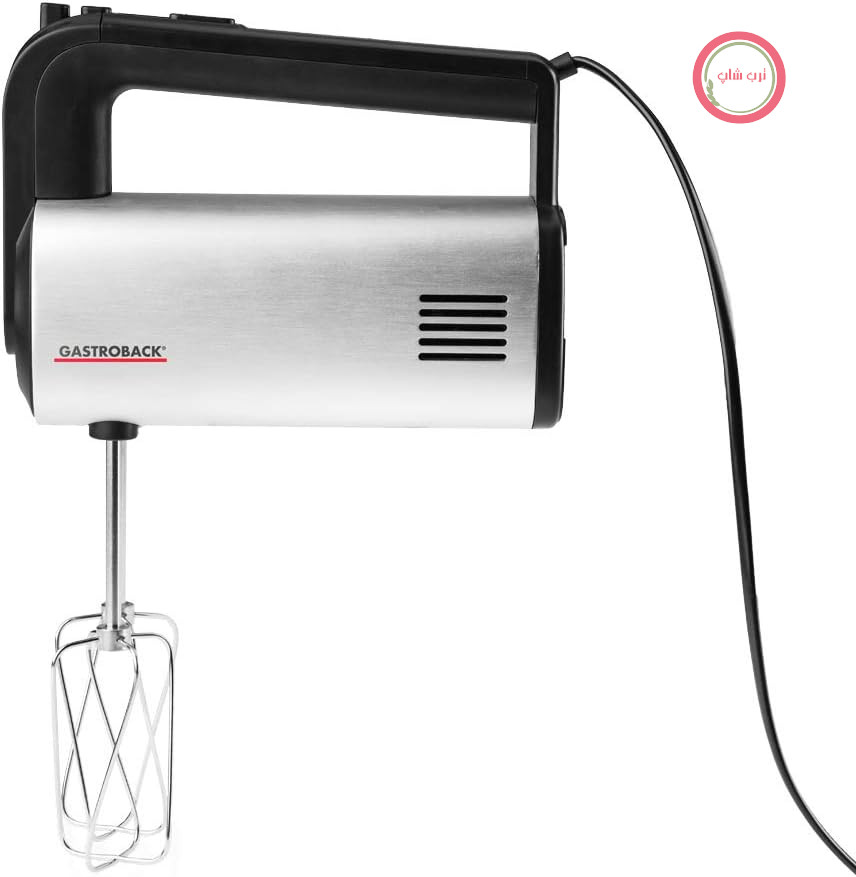 همزن دستی GASTROBACK 40983 Design Pro، 5 سرعته و عملکرد توربو، بدنه دورالومین برس خورده، 500 وات، نقره‌ای، مشکی