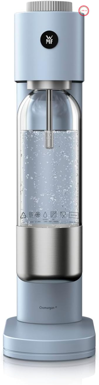 دستگاه گازدار آب WMF Element One - دستگاه حباب ساز تمام اتوماتیک از جنس استیل ضد زنگ با 3 سطح تنظیم، طراحی کم جا، دستگاه نوشابه ساز زیبا و گازدار برای لذت بردن از نوشیدنی، رنگ جریان یخ