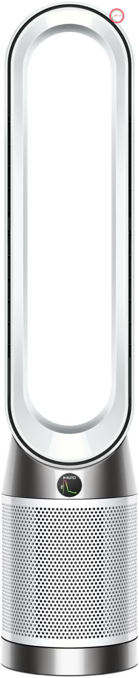 دستگاه Dyson Purifier Cool™ PC1: فن تهویه مطبوع با قابلیت تصفیه هوا، مجهز به فیلتر HEPA-H13 – خنک‌کننده و تصفیه‌کننده هوای قدرتمند برای فضاهای تا ۲۳ متر مربع، کنترل از طریق اپلیکیشن و ریموت کنترل، چرخش ۳۵۰ درجه (سفید)