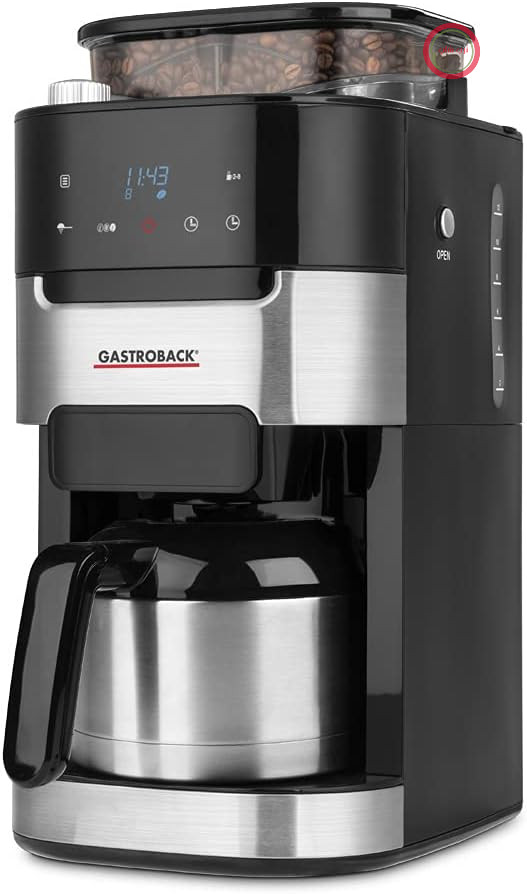 قهوه ساز حرارتی GASTROBACK Grind & Brew Pro، نقره‌ای، مشکی