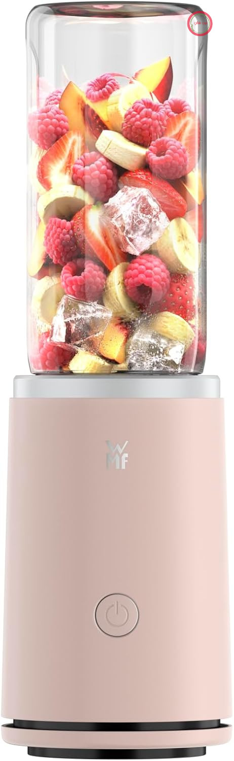 همزن و اسموتی ساز WMF Mix & Go Touch قابل حمل، جنس پلاستیک بازیافتی ۵۰۰ وات، بطری ضد نشت، قابل استفاده با یک دست، تیغه فوق العاده، رنگ صدفی