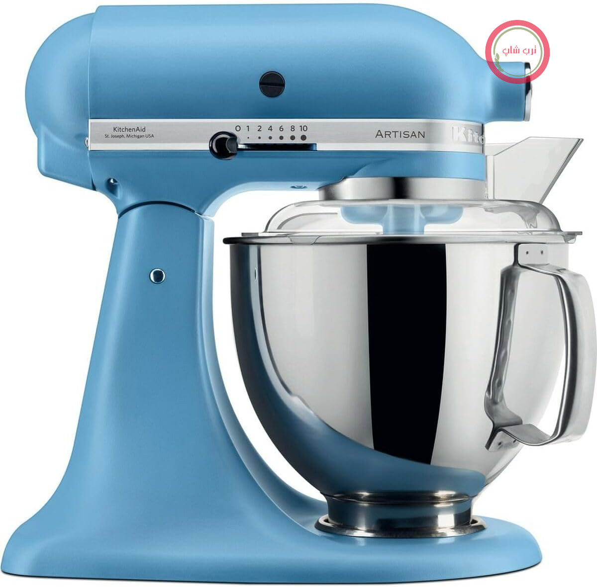 میکسر آشپزخانه KitchenAid - مدل Artis – دستگاه غذاساز با قابلیت شیب دادن – دستگاه خمیرزن با ۵ لوازم جانبی – ۲ کاسه از جنس استیل – حجم ۴.۸ لیتر – طرح قدیمی آبی