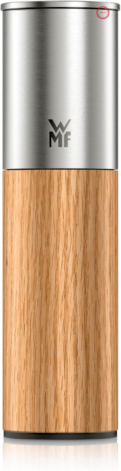 آسیاب ادویه WMF Nature Pro - آسیاب نمک و فلفل با آسیاب سرامیکی، آسیاب قابل تنظیم، پر کردن آسان، درب محافظ عطر، استیل ضد زنگ بادوام و چوب سبک، دفترچه راهنما