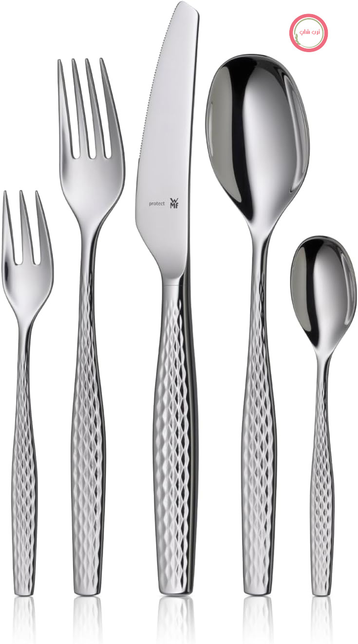 سرویس کارد و چنگال WMF Sentic 1270006341 برای 12 نفر، 66 پارچه، ارگونومیک، Cromargan Protect، قابل شستشو در ماشین ظرفشویی، چاقوهای شام فورج شده، سینی کارد و چنگال