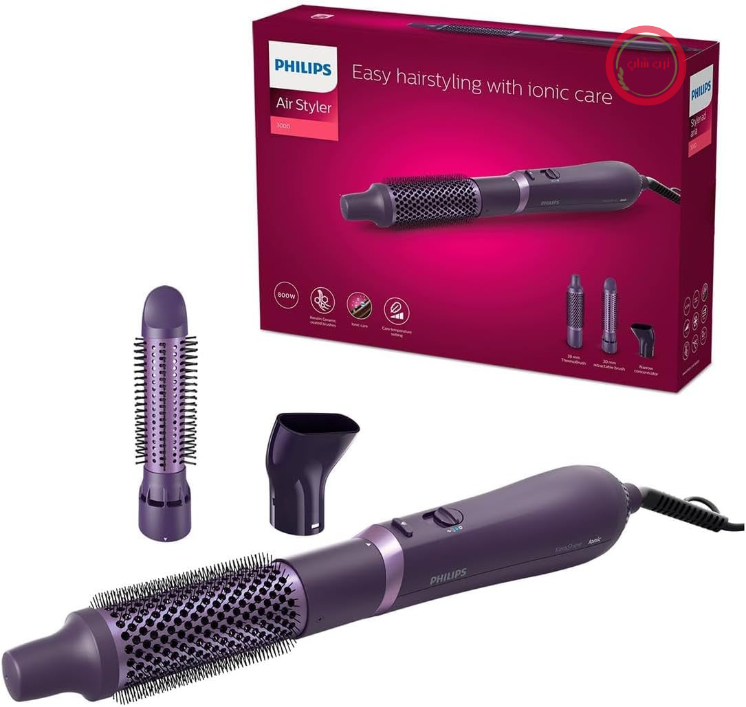 سشوار فیلیپس مدل Airstyler 3000، 3 سری، برس هوای گرم 800 واتی (مدل BHA305/00)