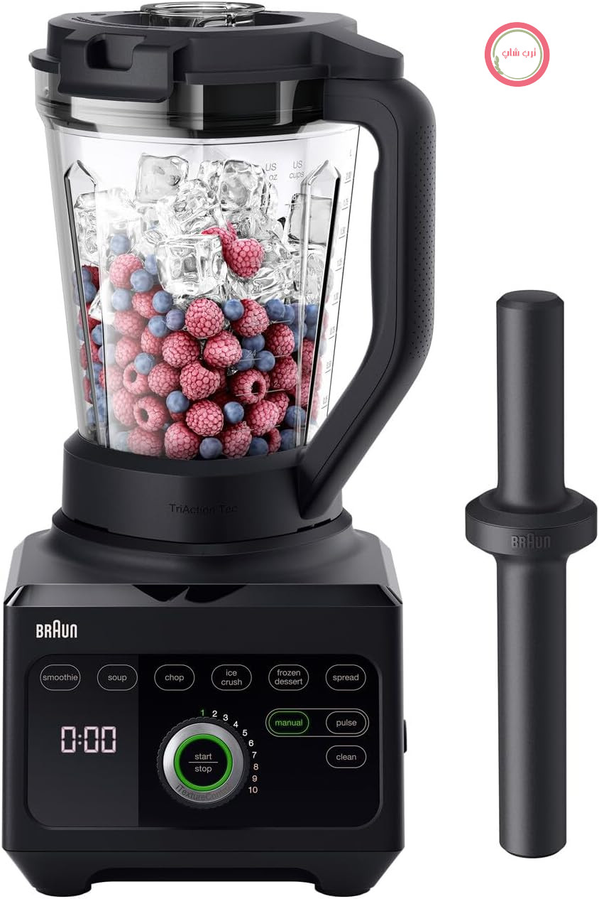 مخلوط کن قدرتمند Braun PowerBlend 9 JB9040BK با موتور 1600 وات، مخزن 2 لیتری Tritan، 18 برنامه، 10 سرعت، مشکی