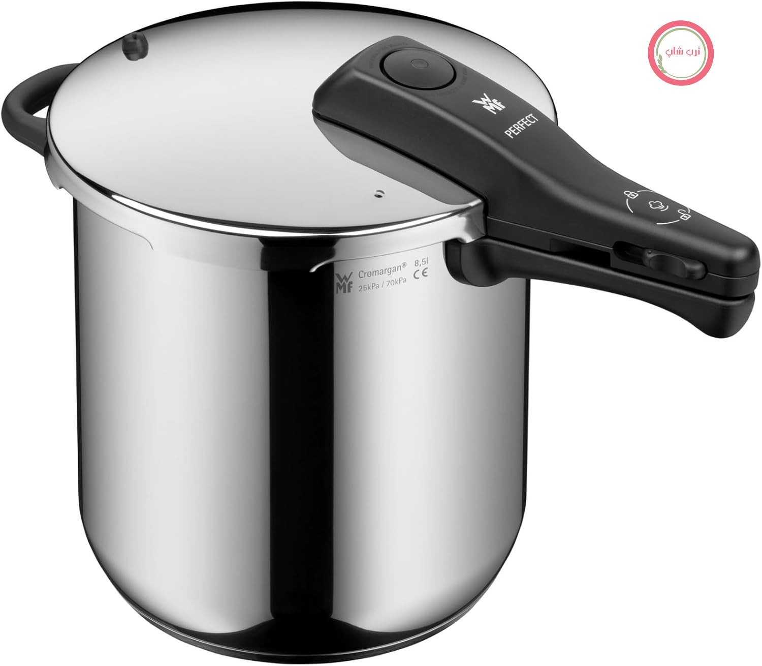زودپز القایی WMF Perfect One Pot 8.5 L، زودپز، سیگنال پخت بزرگ، 2 طبقه پخت، دسته درب جداشدنی، استیل ضد زنگ Cromargan