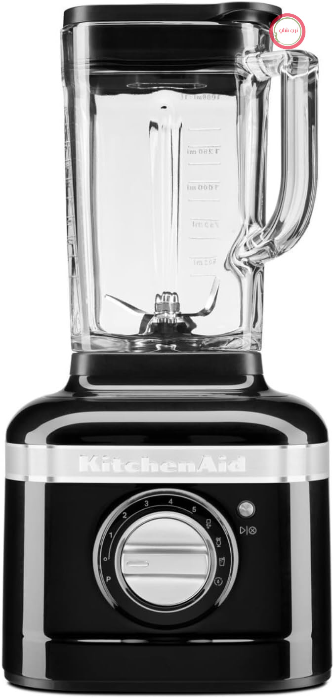 مخلوط کننده ایستادیومی KitchenAid با کاسه ی شیشه ای ۱.۴ لیتر - هنرپیشه - کامپکت مخلوط کننده قدرتمند ۱۲۰۰ وات - پردازنده غذایی برای برش، تکه کردن و ریزیدن - سازنده سموتی - Onyx سیاه