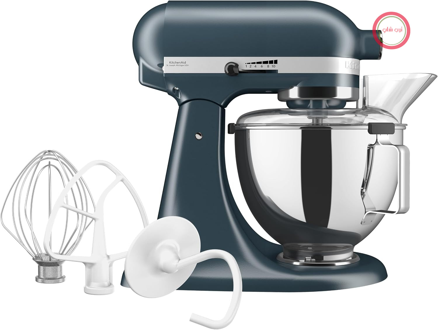 KitchenAid Classic 4,3L ماشین آشپزخانه با سر سوئیچ، 10 مرحله ای با حرکت سانفتان، لوله های فلیش، گلدان ها و بادبادک های برف، لوله های سیاره ای، 59 نقطه اتصال کاسه، فلز استیل
