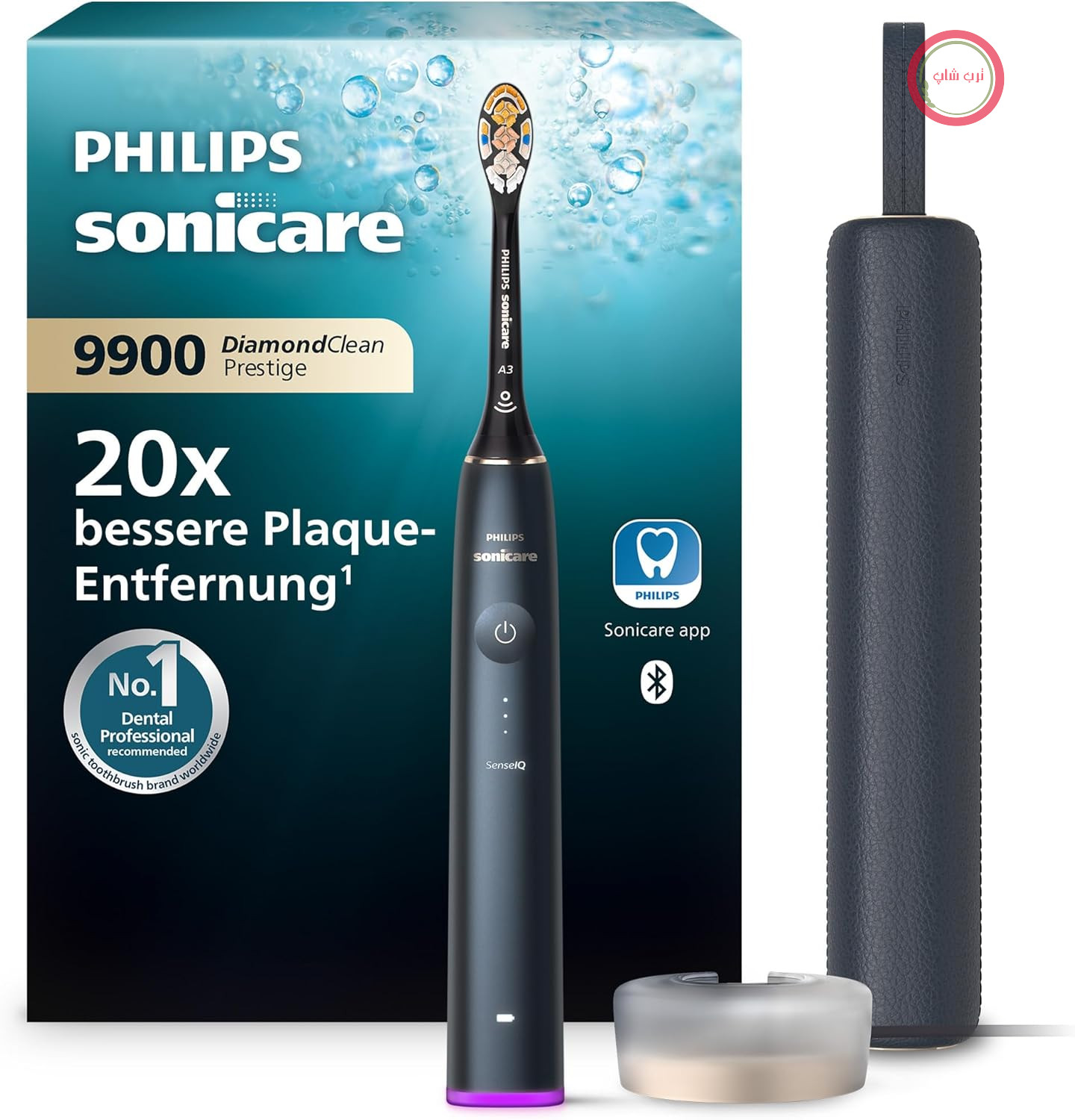 Philips Sonicare Prestige 9900 پیشرفته‌ترین مسواک برقی ما HX9992/12 با سر مسواک همه کاره SenseIQ هوش مصنوعی در برنامه Philips Sonicare رنگ: آبی نیمه شب