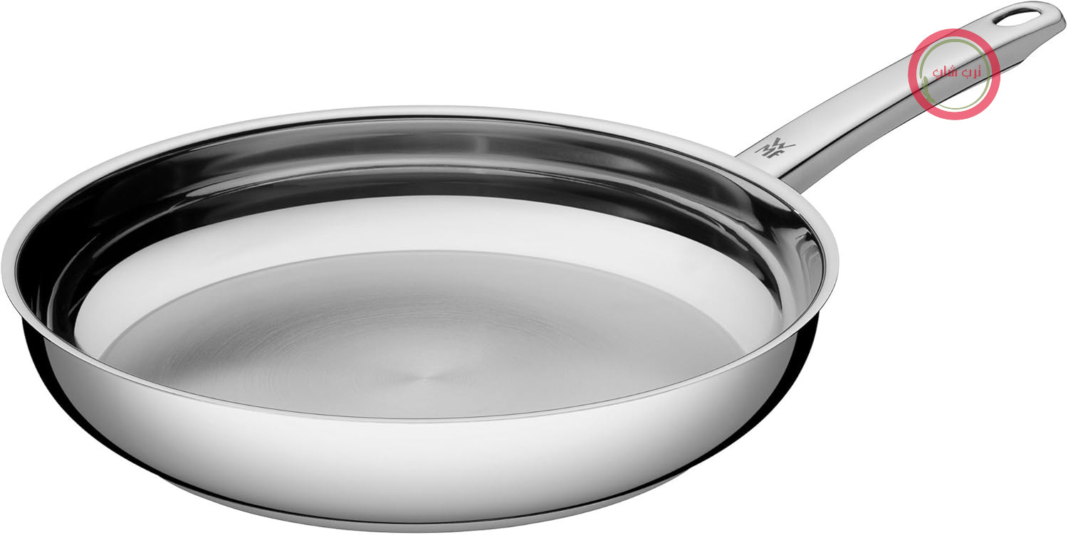 ماهیتابه WMF Profi 28 سانتی‌متر، مناسب برای فر القایی بدون روکش از جنس استیل ضد زنگ Cromargan، نقره‌ای، 28 سانتی‌متر