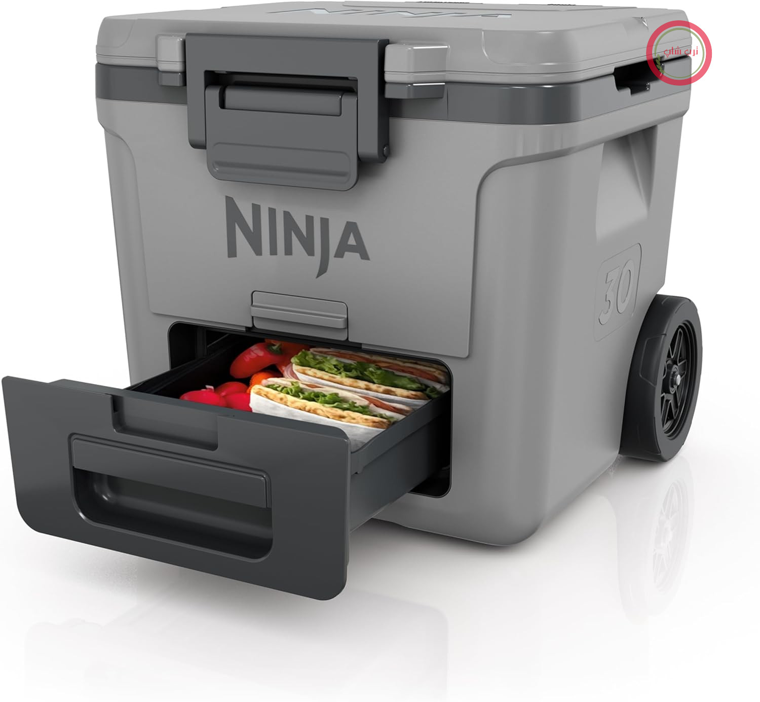 جعبه خنک‌کننده Ninja FrostVault با چرخ و عایق، کشوی یکپارچه منطقه خشک با دمای یخچال، یخ را برای چند روز نگه می‌دارد، تا ۴۸ قوطی را در خود جای می‌دهد، خاکستری تخته سنگی، FB230EUGY