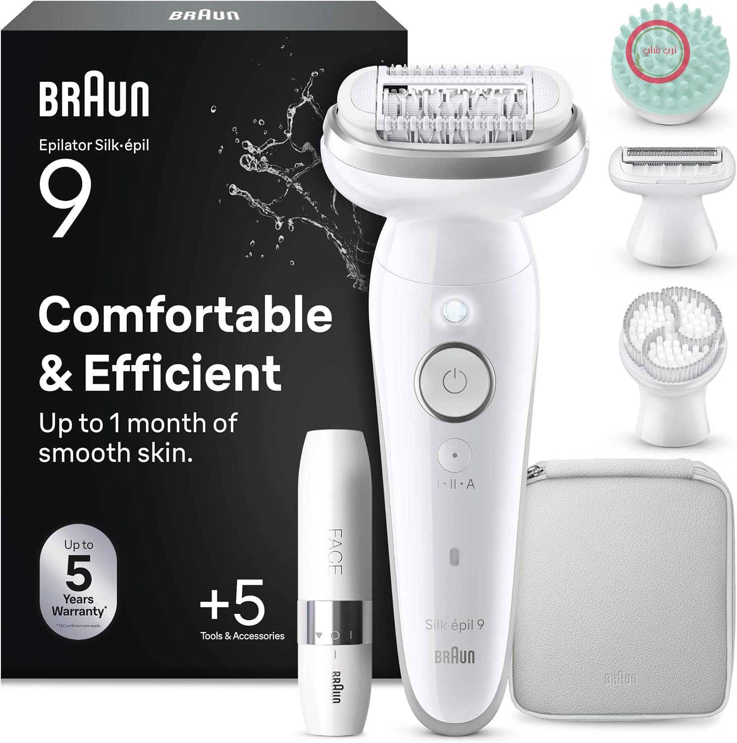ست همه کاره Braun Silk-épil 9 SkinSpa: اپیلاتور، تیغ، ماشین اصلاح، اصلاح کننده موی بانوان، اصلاح کننده موی صورت Facespa، ساخت آلمان، 9-381، سفید/نقره‌ای