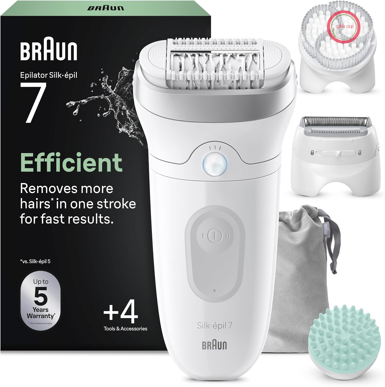 مجموعه همه کاره Braun Silk-épil 7 SkinSpa، اپیلاتور/موبر زنانه برای رفع موهای زائد با ماندگاری طولانی، ریش تراش زنانه، سری اصلاح، سری ماساژ، 7-081، سفید/نقره‌ای