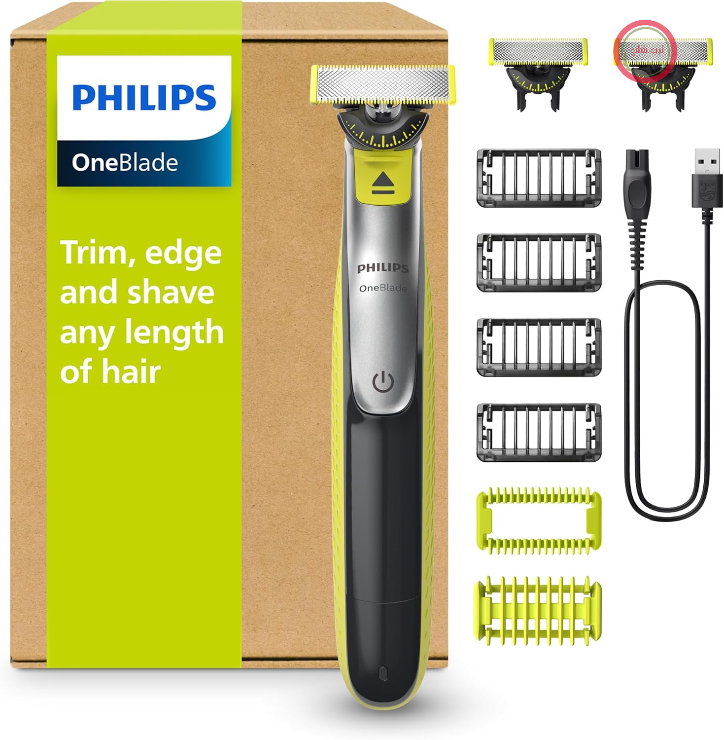 ریش‌تراش برقی صورت و بدن فیلیپس مدل OneBlade 360، اصلاح‌کننده و اصلاح‌کننده بدن، 3 تیغه 360 درجه، 4 سری اصلاح (1/2/3/5 میلی‌متر)، 2 سری اصلاح بدن، اصلاح خشک و مرطوب برای صورت و بدن (QP2834/31)