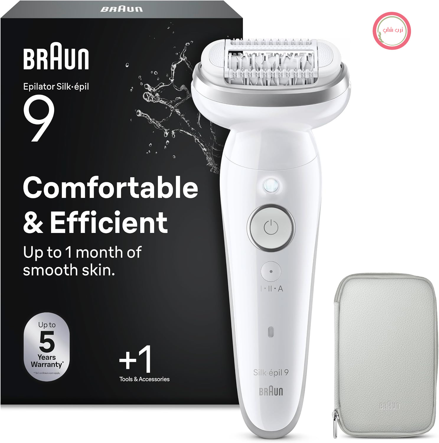 اپیلاتور زنانه Braun Silk-épil 9، موبر با سر چرخان، رفع موهای زائد با ماندگاری طولانی، پوستی ابریشمی و نرم، مرطوب و خشک، ضد آب، دارای قاب، ساخت آلمان، 9-011، سفید/نقره‌ای