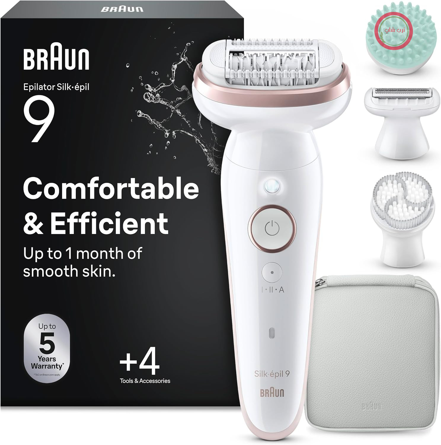 اپیلاتور زنانه Braun Silk-épil 9 SkinSpa، مجموعه همه کاره، موبر برای رفع موهای زائد طولانی مدت، ریش تراش زنانه، ضد آب، شامل تیغ و ماساژور، 9-080، سفید/صورتی
